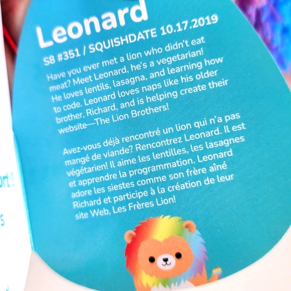 LEONARD 🦁 the short hair Rainbow Lion Original Squishmallows by Kelly Toy ☆NWT☆ - Picture 9 of 11